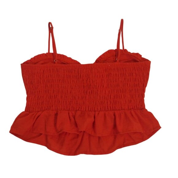 Sienna Sky Womens Red Ruffled Smocked Top XL Strappy Peplum Tank, NWT. - Picture 2 of 7